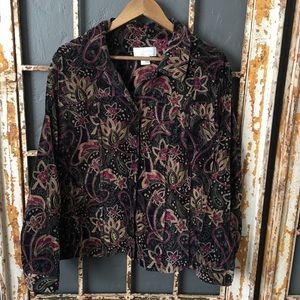 CJ Banks Black & Purple Paisley Jacket Size 1X